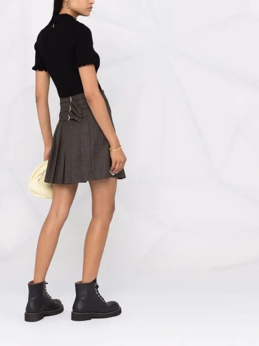 Sandro Yolanda Pleated Houndstooth Tweed Mini Skirt NWT Size XS Preppy Parisian - Picture 14 of 15